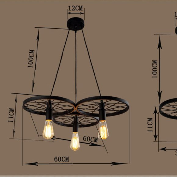 Rustic 3 Bulb Wagon Wheel Chandelier Distressed Bronze Finish Home Business - Picture 13 of 13